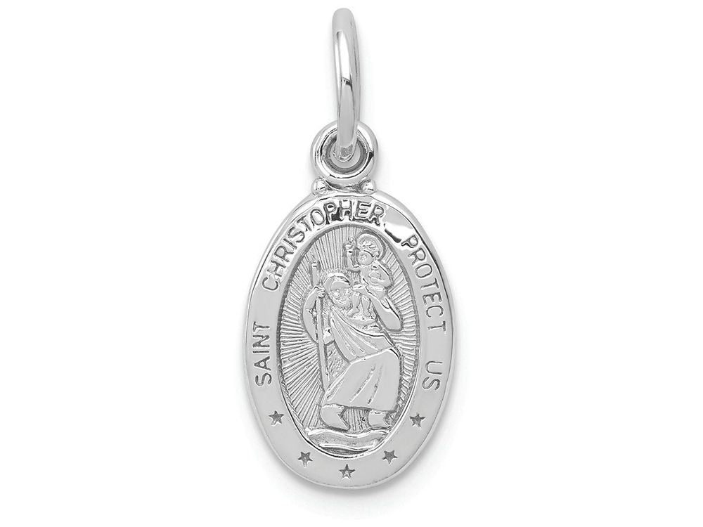 FJC Finejewelers 10k White Gold Saint Christopher Medal Charm