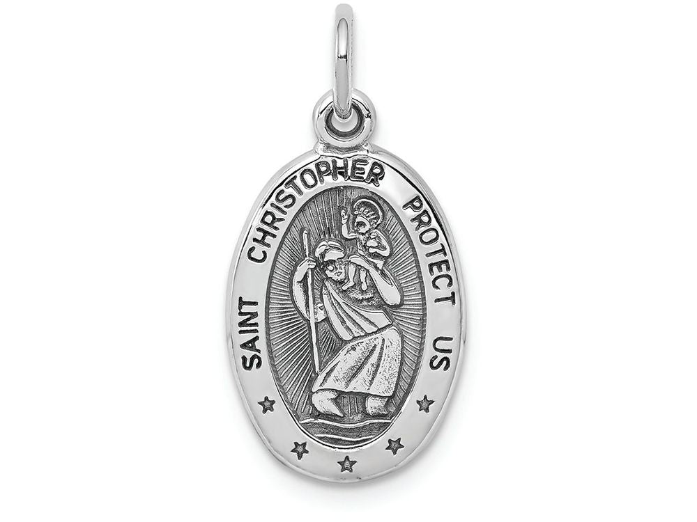 FJC Finejewelers 10k White Gold Saint Christopher Medal Charm