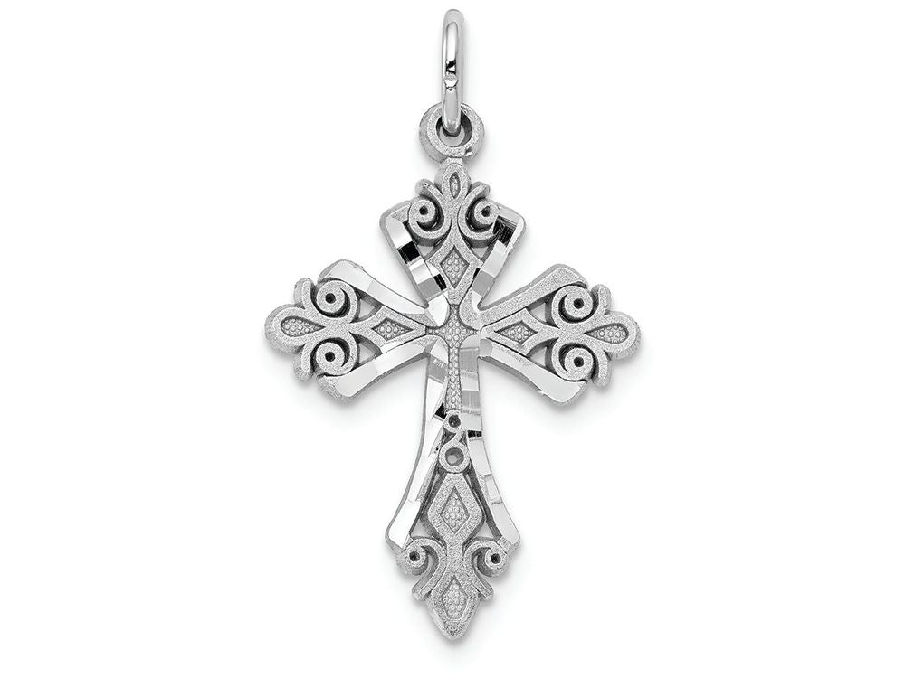 FJC Finejewelers 10k White Gold Bright Cut Cross Charm