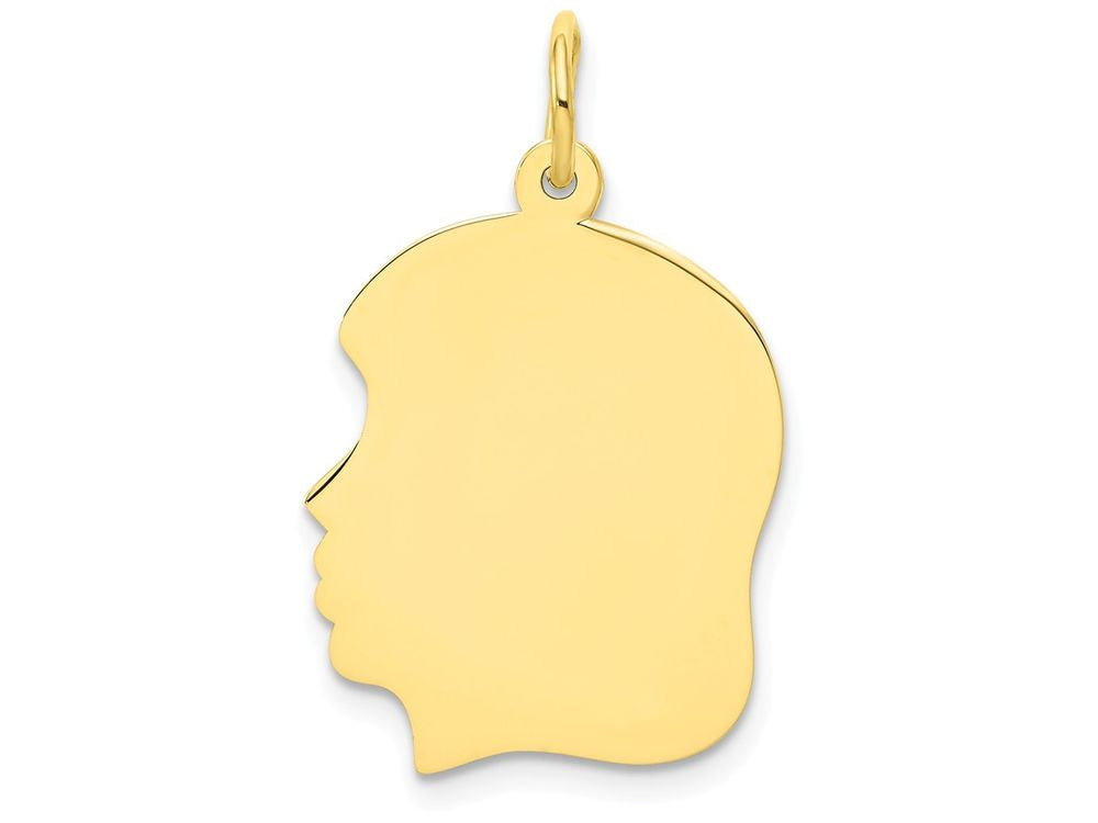 FJC Finejewelers 10k Yellow Gold Plain Medium .013 Gauge Facing Left Engravable Girl Head Charm
