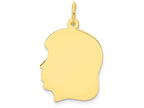 FJC Finejewelers 10k Yellow Gold Plain Medium .018 Gauge Facing Left Engravable Girl Head Charm