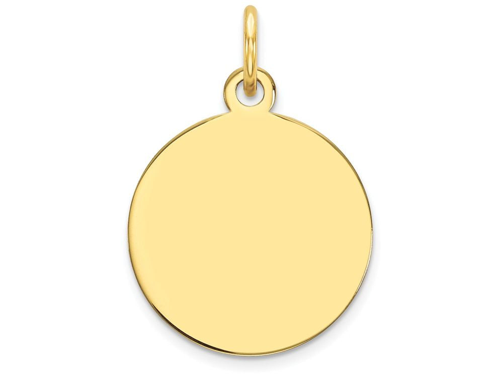 FJC Finejewelers 10k Yellow Gold Plain .018 Gauge Circular Engravable Disc Charm 12 x 19mm