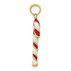 FJC Finejewelers 10k Yellow Gold 3d Candy Cane with Enamel Charm