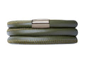 Endless Jewelry Green Leather 60cm/8.0inch Triple Leather Bracelet Steel Finish