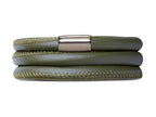 Endless Jewelry Green Leather 60cm/8.0inch Triple Leather Bracelet Steel Finish