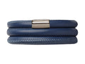 Endless Jewelry Blue Leather 57cm/7.5inch Triple Leather Bracelet Steel Finish
