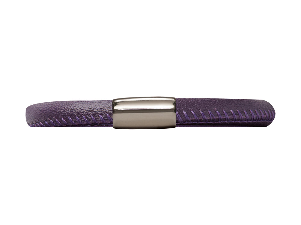 Endless Jewelry Purple Leather 19cm/7.5inch Single Leather Bracelet Steel Finish