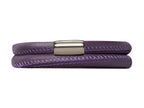 Endless Jewelry Purple Leather 38cm/7.5inch Double Leather Bracelet Steel Finish