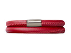 Endless Jewelry Red Leather 40cm/8.0inch Double Leather Bracelet Steel Finish