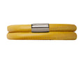 Endless Jewelry Yellow Leather 38cm/7.5inch Double Leather Bracelet Steel Finish