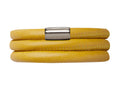 Endless Jewelry Yellow Leather 60cm/8.0inch Triple Leather Bracelet Steel Finish