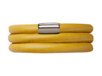 Endless Jewelry Yellow Leather 60cm/8.0inch Triple Leather Bracelet Steel Finish