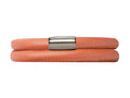 Endless Jewelry Coral Leather 40cm/8.0inch Double Leather Bracelet Steel Finish