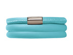 Endless Jewelry Light Blue Leather 54cm/7.0inch Triple Leather Bracelet Steel Finish