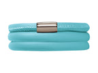 Endless Jewelry Light Blue Leather 60cm/8.0inch Triple Leather Bracelet Steel Finish