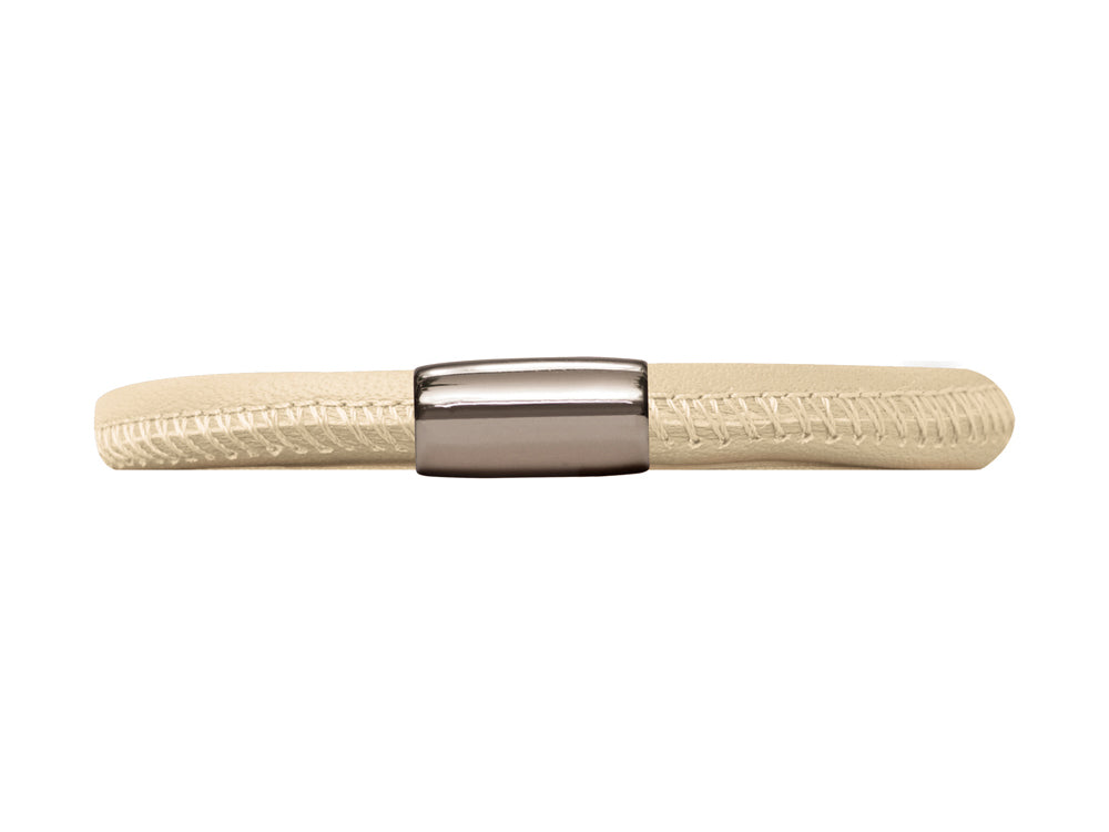 Endless Jewelry Nude Leather 20cm/8.0inch Single Leather Bracelet Steel Finish