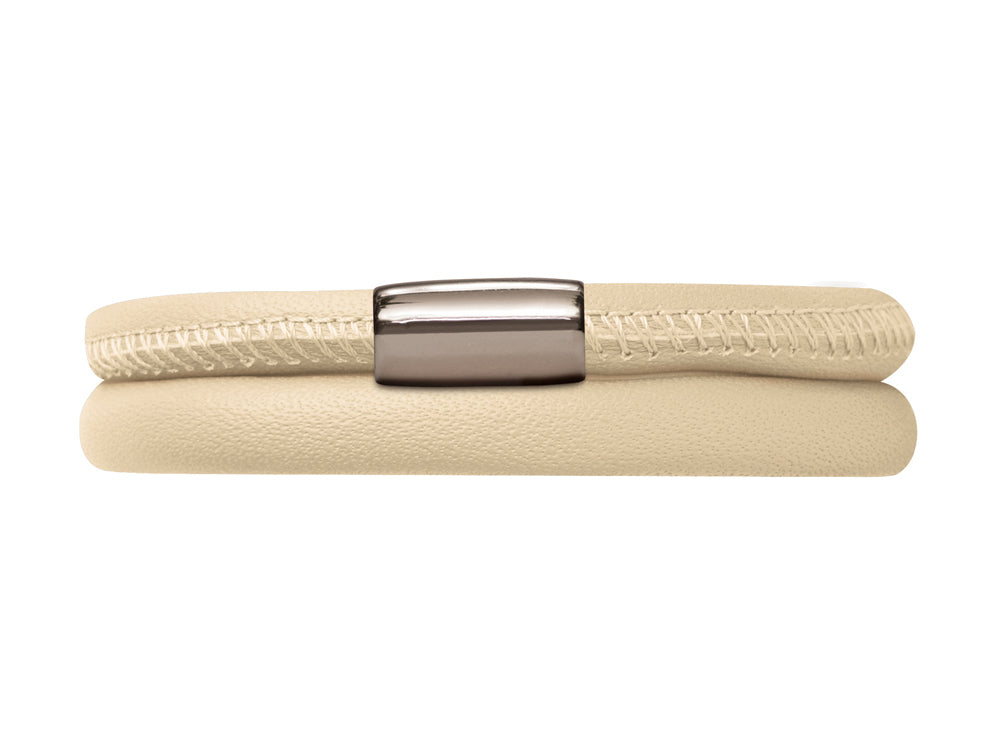 Endless Jewelry Nude Leather 40cm/8.0inch Double Leather Bracelet Steel Finish