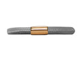 Endless Jewelry Grey Leather 19cm/7.5inch Single Leather Bracelet Gold-Tone Finish