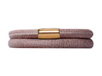 Endless Jewelry Brown Leather 38cm/7.5inch Double Leather Bracelet Gold-Tone Finish