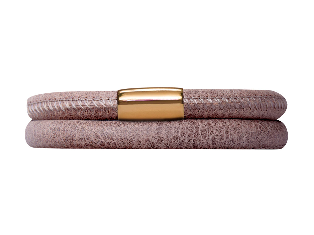Endless Jewelry Brown Leather 38cm/7.5inch Double Leather Bracelet Gold-Tone Finish