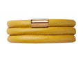 Endless Jewelry Yellow Leather 54cm/7.0inch Triple Leather Bracelet Gold-Tone Finish