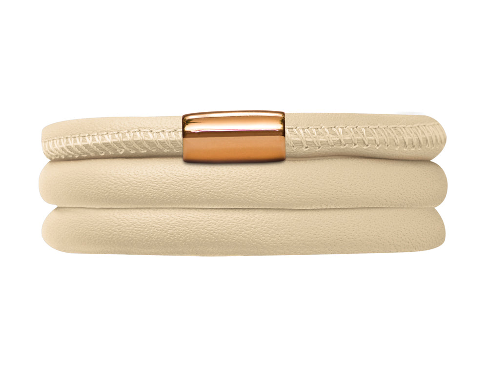 Endless Jewelry Nude Leather 57cm/7.5inch Triple Leather Bracelet Gold-Tone Finish