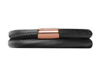 Endless Jewelry Black Leather 36cm/7.0inch Double Leather Bracelet Rose Gold-Tone Finish