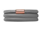 Endless Jewelry Grey Leather 54cm/7.0inch Triple Leather Bracelet Rose Gold-Tone Finish