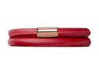 Endless Jewelry Red Leather 40cm/8.0inch Double Leather Bracelet Rose Gold-Tone Finish