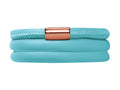 Endless Jewelry Light Blue Leather 63cm/8.5inch Triple Leather Bracelet Rose Gold-Tone Finish