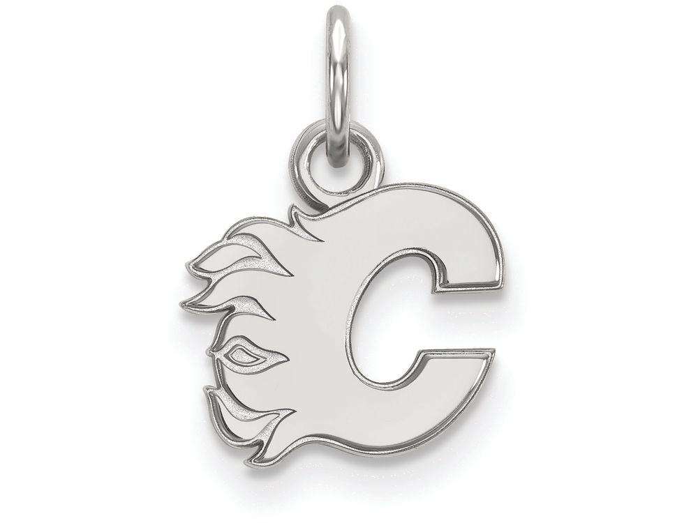 10k White Gold Nhl Logoart Calgary Flames Extra Small Pendant