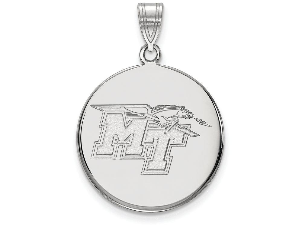 10k White Gold Logoart Middle Tennessee State University Large Disc Pendant