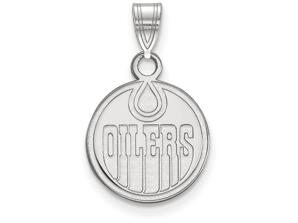 10k White Gold Nhl Logoart Edmonton Oilers Small Pendant