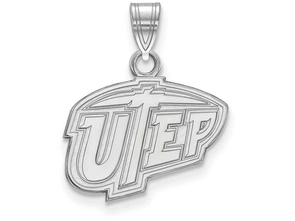 10k White Gold Logoart The University Of Texas At El Paso Small Pendant