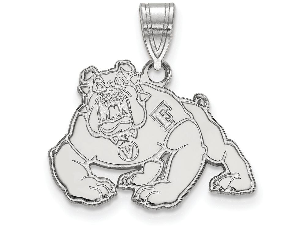 10k White Gold Logoart California State University Fresno Medium Pendant