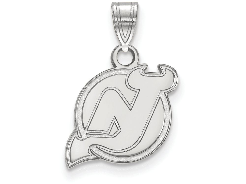 10k White Gold Nhl Logoart New Jersey Devils Small Pendant