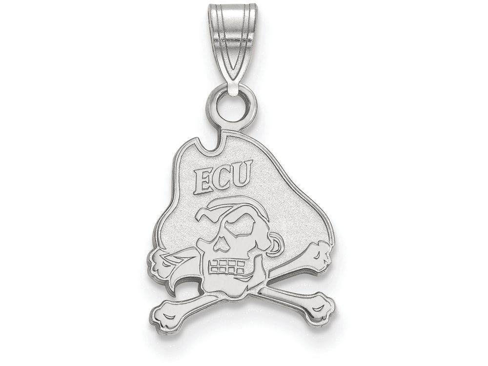 10k White Gold Logoart East Carolina University Small Pendant
