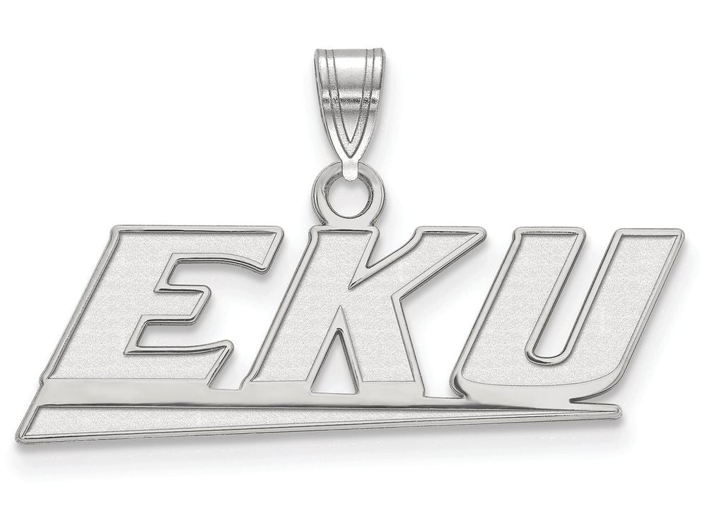 10k White Gold Logoart Eastern Kentucky University Small Pendant