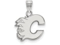 10k White Gold Nhl Logoart Calgary Flames Small Pendant