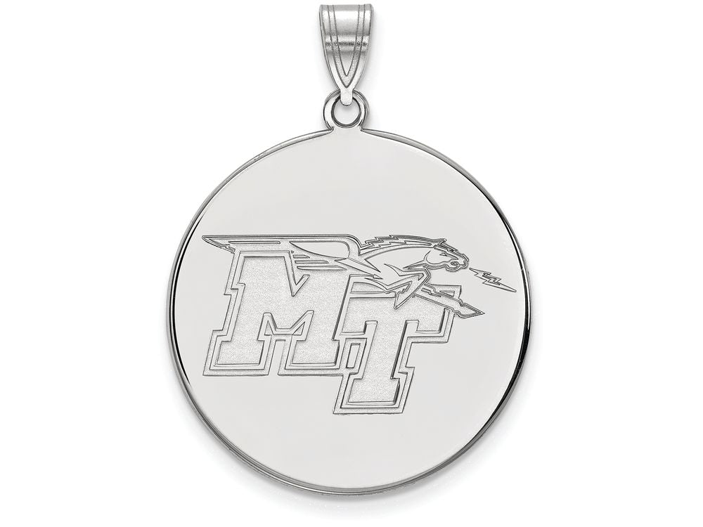 10k White Gold Logoart Middle Tennessee State University Extra Large  Disc Pendant