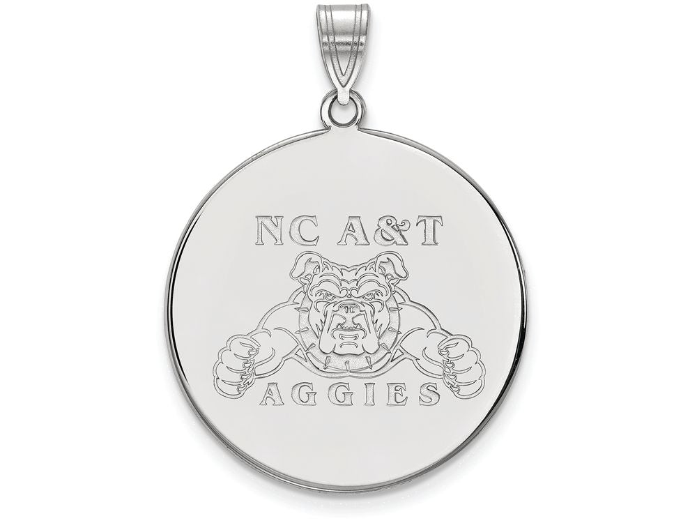 10k White Gold Logoart North Carolina Aandt Extra Large  Disc Pendant