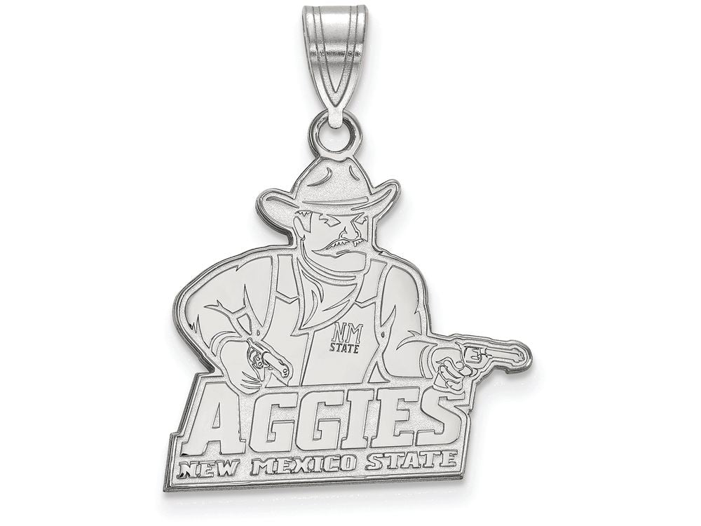 10k White Gold Logoart New Mexico State University Large Pendant