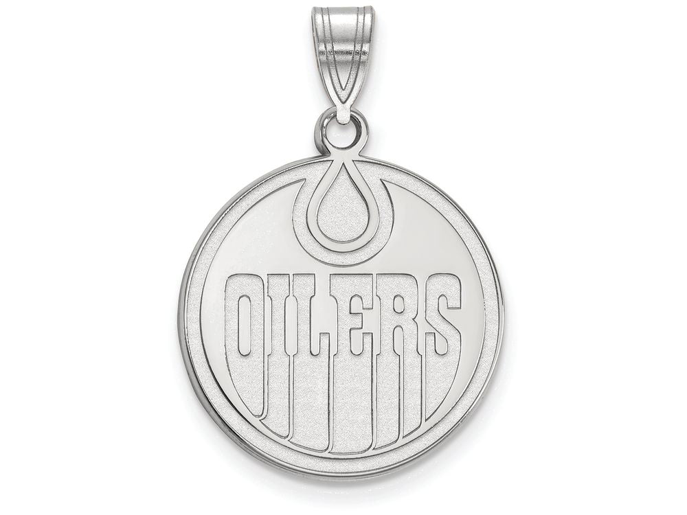 10k White Gold Nhl Logoart Edmonton Oilers Large Pendant