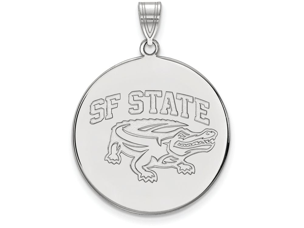 10k White Gold Logoart San Francisco State University Extra Large  Disc Pendant