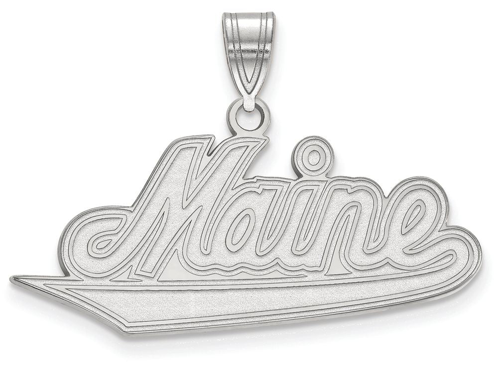 10k White Gold Logoart University Of Maine Large Pendant