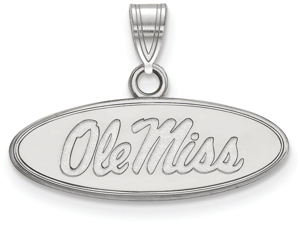 10k White Gold Logoart University Of Mississippi Small Pendant