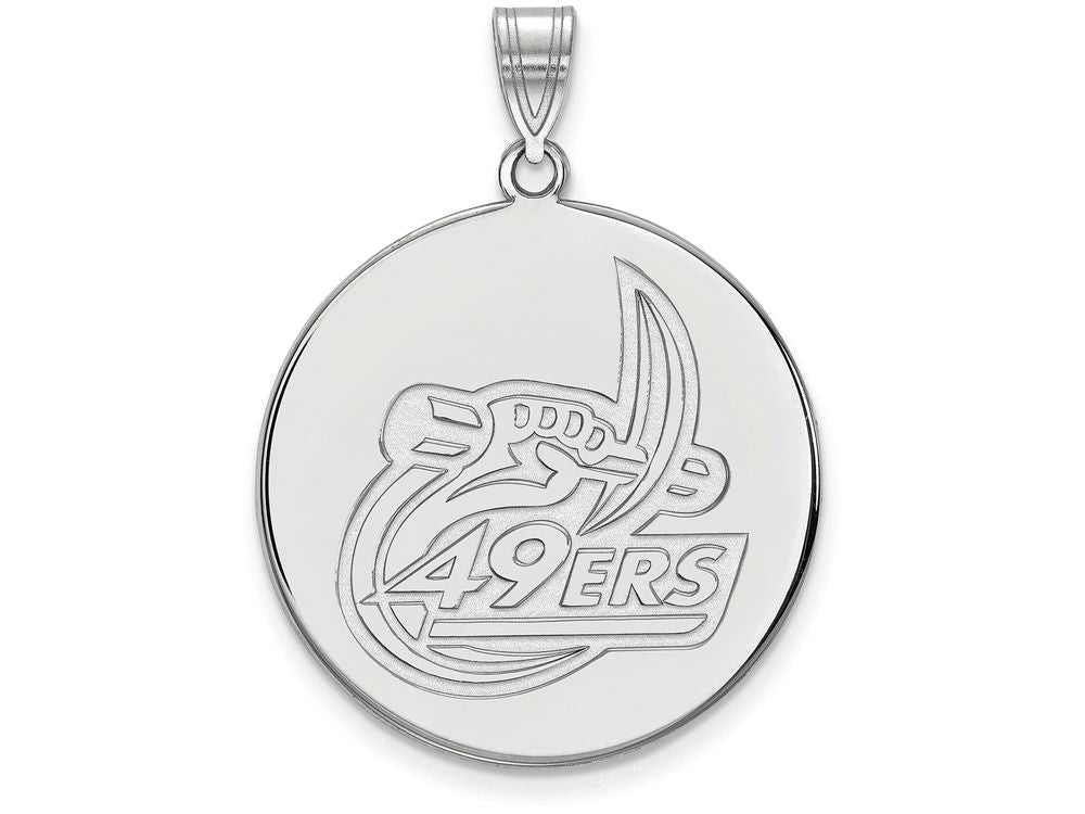 10k White Gold Logoart U Of North Carolina At Charlotte Extra Large  Disc Pendant
