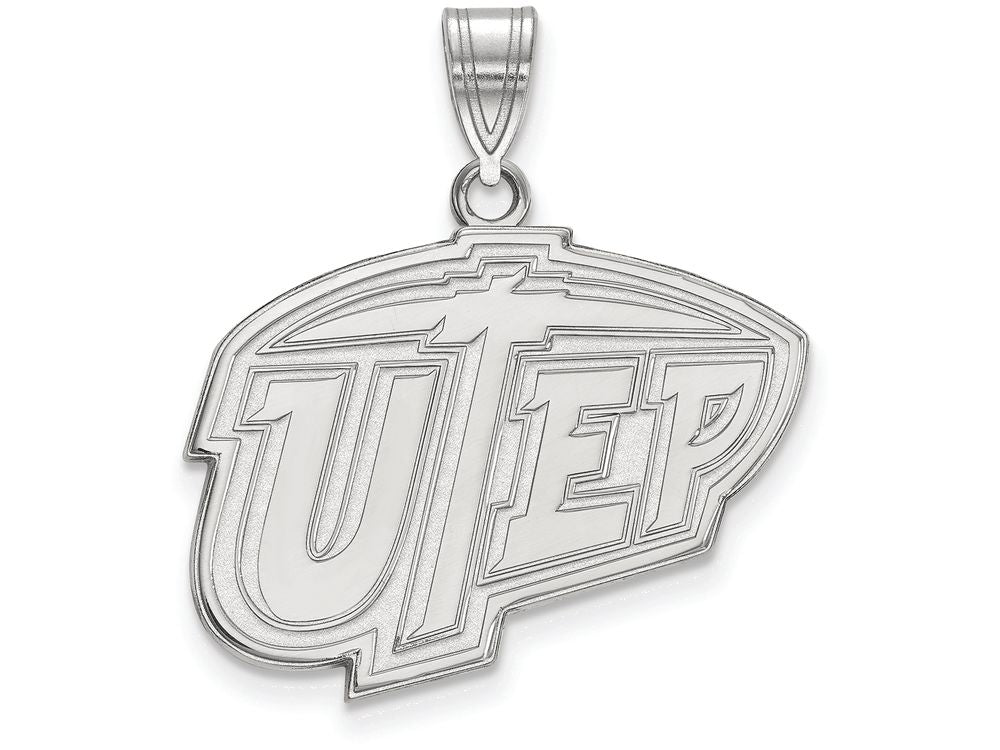 10k White Gold Logoart The University Of Texas At El Paso Large Pendant