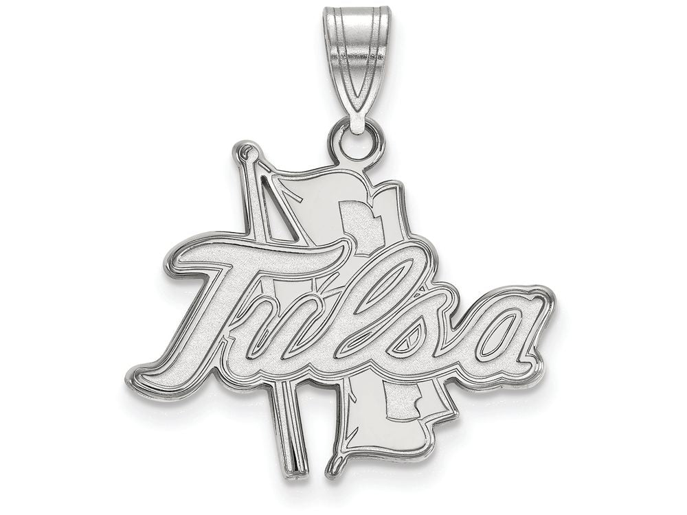 10k White Gold Logoart The University Of Tulsa Large Pendant