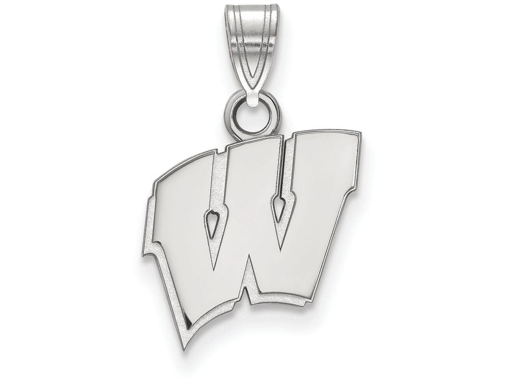 10k White Gold Logoart University Of Wisconsin Small Pendant